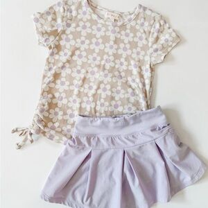 Girls Outfit | Floral Ribbed Top (5) + Skort Set (XS 4/5)